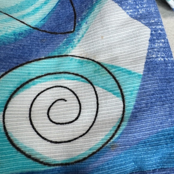 Sigrid Olsen Jacket with Blue White Printed Pattern Black Bead Accents, Size 8 - Picture 8 of 8